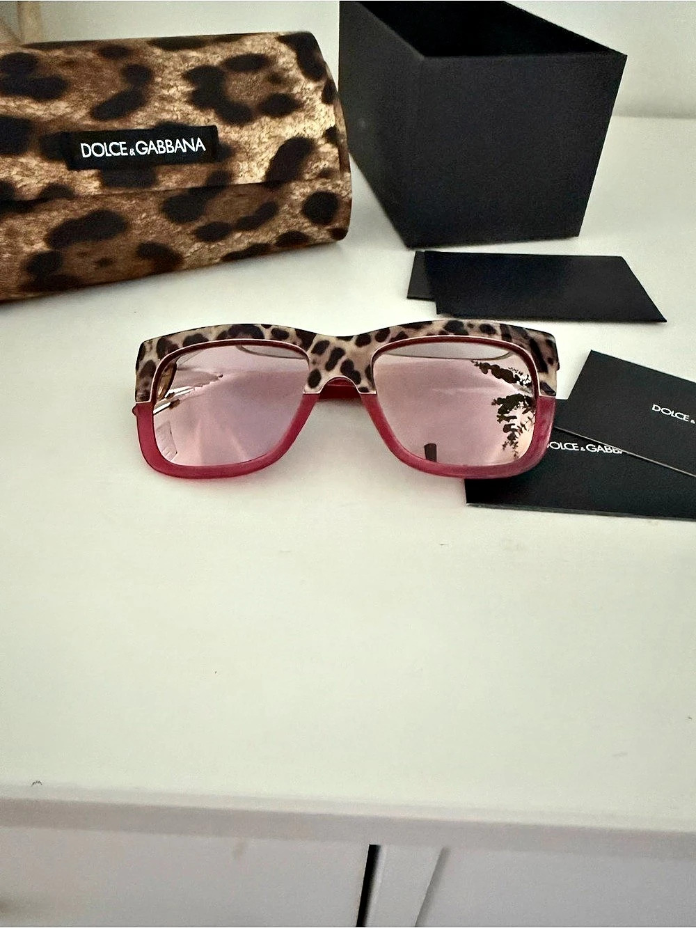 Dolce & Gabbana Red & Brown Animal Print Glasses